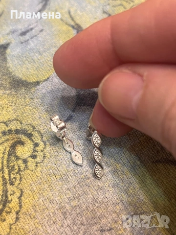 Сребърни обеци проба 925 с цирконии , снимка 3 - Обеци - 53905196