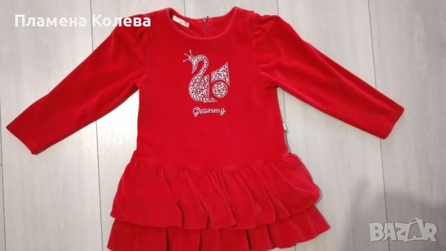 Рокля червена плюш, Grqmmy kids 104см, снимка 1