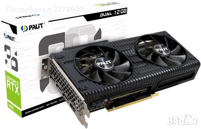 Ведеокарта GeForce RTX 3060 12GB Dual >1г. гаранция, снимка 1 - Видеокарти - 44167505