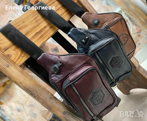 Мъжка чанта за кръста естествена кожа ръчна изработка., снимка 4 - Чанти - 54266376