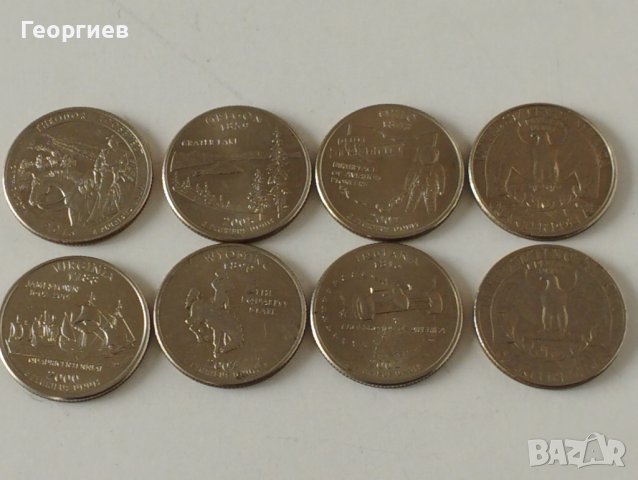 8 бр.US 25 цента от различни Щати с герб.