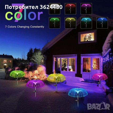 Медуза соларна лампа, снимка 2 - Соларни лампи - 42836069