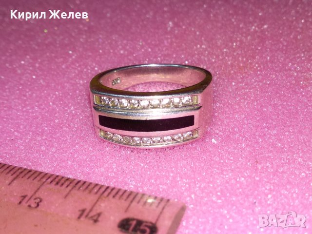 ПРЕКРАСЕН СКЪПОЦЕНЕН СРЕБЪРЕН ПРЪСТЕН РОДИРАНО СРЕБРО 925 с ЧЕРЕН ОНИКС и ИСКРЯЩИ ЦИРКОНИ 43361, снимка 9 - Пръстени - 44392509