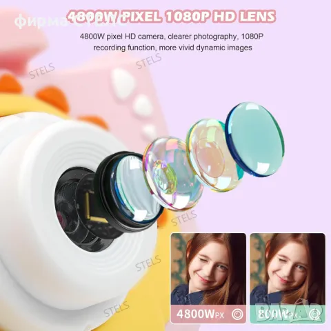  Детски фотоапарат STELS X500, Селфи камера, Full HD видео, Игри, снимка 4 - Образователни игри - 49843943