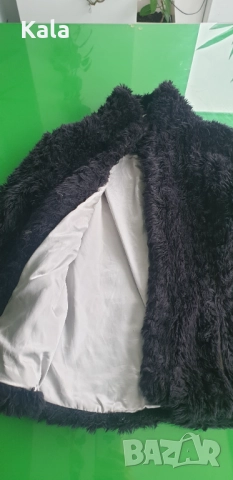 Черно пухено яке, снимка 4 - Якета - 51959633