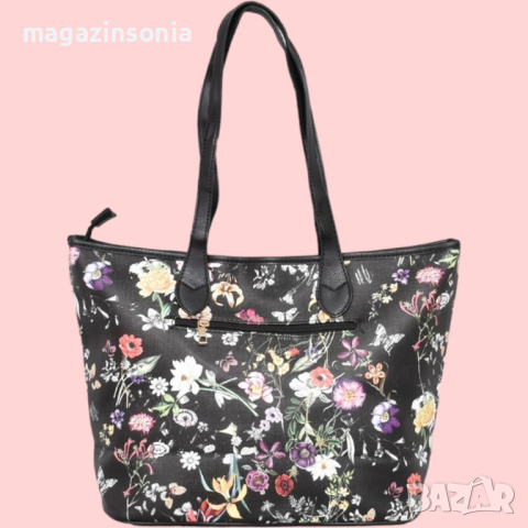 Голяма дамска чанта с красив флорален принт, снимка 4 - Чанти - 44658107
