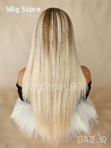Права руса перука без бретон средна дължина, снимка 5 - Аксесоари за коса - 48092158