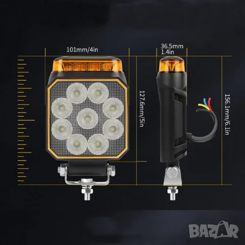 LED работна светлина с аварийна сигнализация, снимка 3 - Аксесоари и консумативи - 55864109