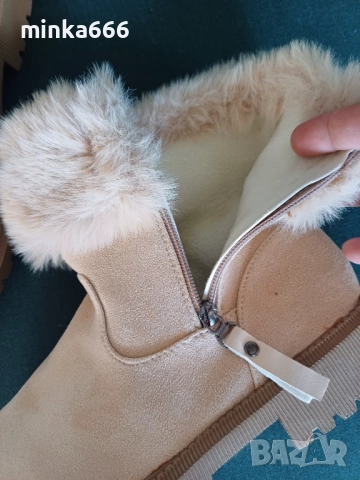 Дамски ботуши с пух., снимка 2 - Дамски апрески - 52186826