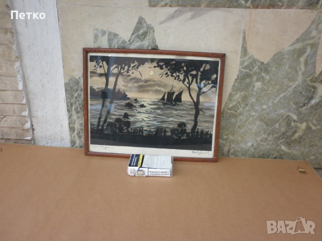 Стара картина  Край  Варна   Подпис, снимка 8 - Антикварни и старинни предмети - 42676470
