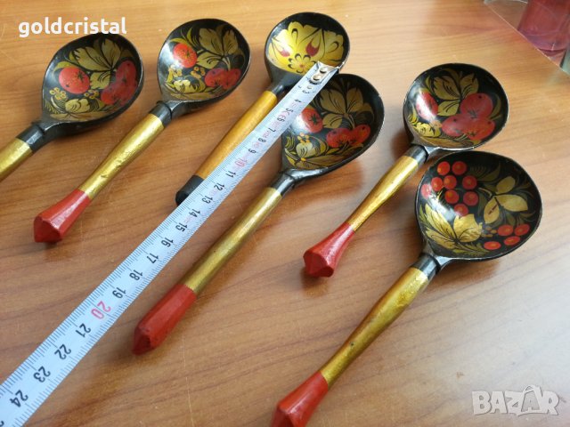 Руски дървени лъжици рисувани хохлома , снимка 4 - Други ценни предмети - 37956312