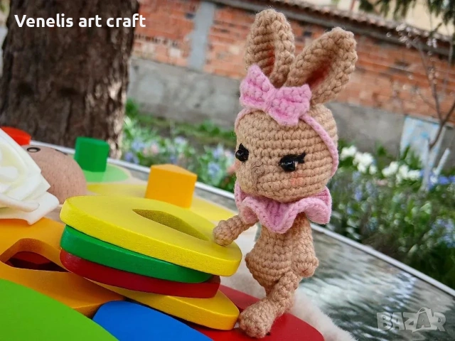 Плетено зайче за фотосесия на новородено бебе, снимка 5 - Други - 54169741