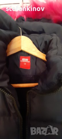 Детско зимно яке 12г. черно и циклама с качулка, снимка 2 - Детски якета и елеци - 42596236