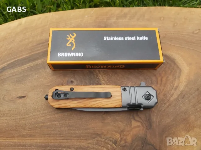 Сгъваем джобен нож Browning с дървена дръжка DA343, снимка 5 - Ножове - 50066401