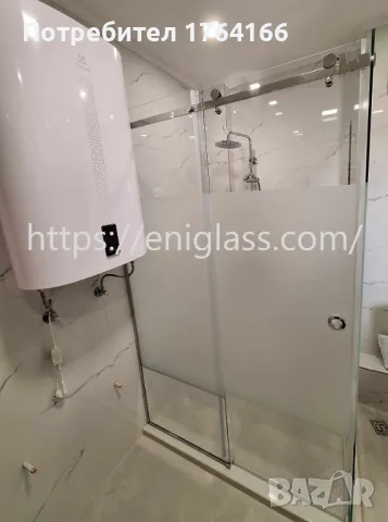Стъклена душ кабина с плъзгащи врати и матирани стъкла в средата, снимка 3 - Душ кабини и вани - 48364189