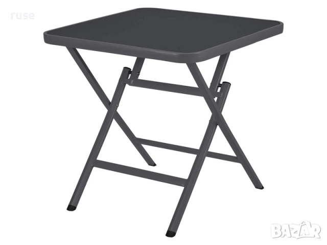 НОВА! Сгъваема алуминиева маса Хюстън/Торонто със стъклен плот 70х70х70см, снимка 2 - Градински мебели, декорация  - 52400773