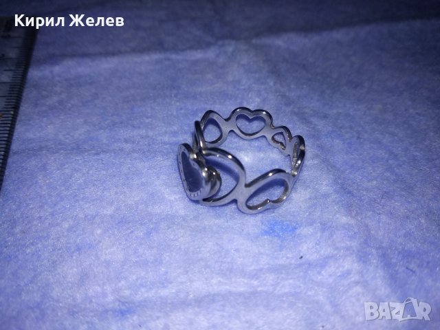 СТИЛЕН АЖУРЕН РОМАНТИЧЕН ФЕШЪН АРТ ПРЪСТЕН със СЪРЧИЦА - БЛАГОРОДНА НЕРЪЖДАЕМА СТОМАНА 37000, снимка 4 - Пръстени - 39709349