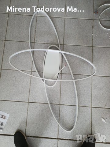 Двойни пръстени Бяла LED лампа за таван с дистанционно, снимка 5 - Лампи за таван - 36601466