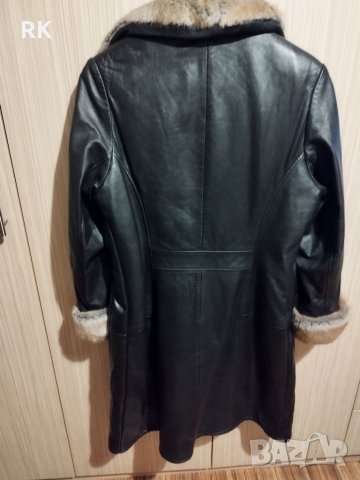 Черно кожено подплатено яке-палто от лицева кожа, снимка 6 - Палта, манта - 39341818