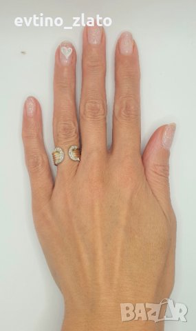 Златни  пръстени с диаманти и сапфири -750/18К, снимка 13 - Пръстени - 42881891