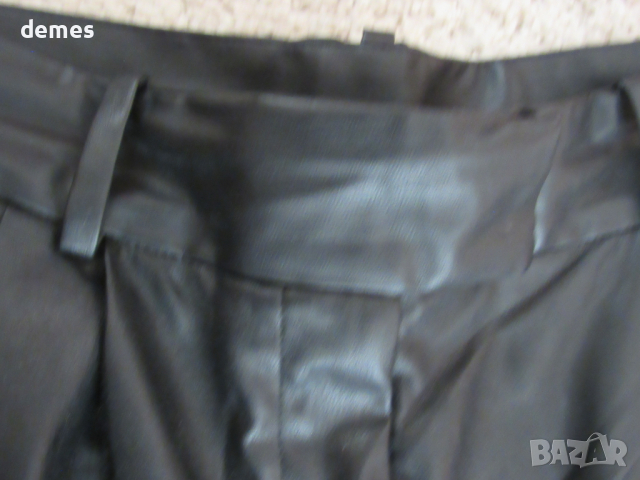 Н&M-7/8 дамски черен кожен панталон размер 38 UK 10, снимка 5 - Панталони - 44602976