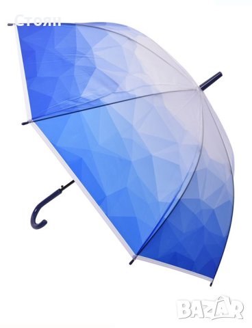 Чадър тип бастун Автоматичен Син Бял Градиент 81,5 см, снимка 3 - Други - 42875801