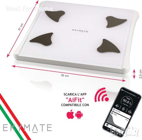 Везна анализатор с Блутуут връзка EKYMATE 180kg