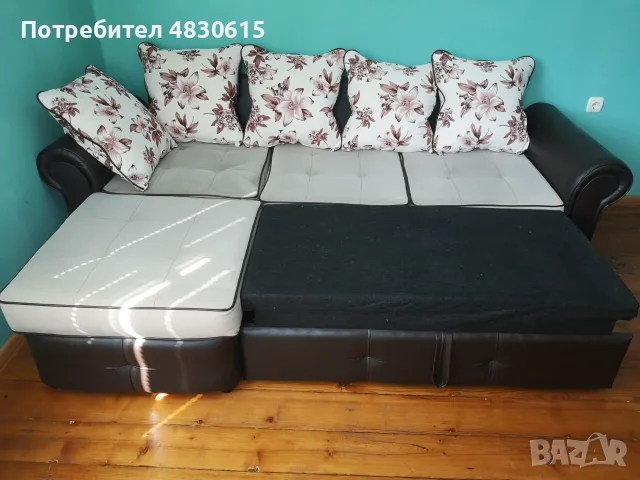 Разтегателен диван с лежанка и ракла, снимка 2 - Дивани и мека мебел - 56337470