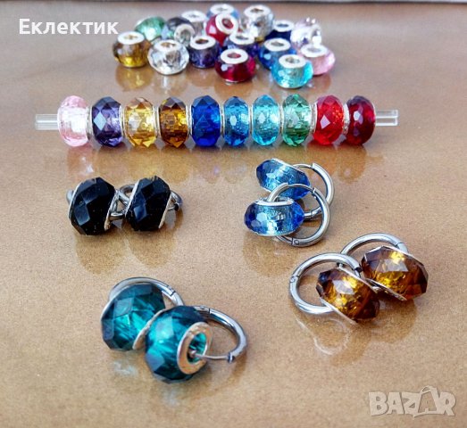 Обеци от неръждаема стомана и кристални мъниста, снимка 4 - Обеци - 38100109