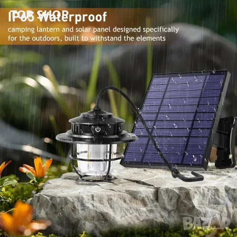 XRDZYXGS Лампа за къмпинг, акумулаторна 2000mAh 1000LM, водоустойчива с 6000mAh соларен панел, снимка 7 - Къмпинг осветление - 49487915