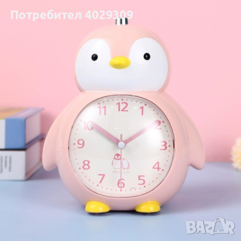Детски часовник, нощна лампа Пингвин 