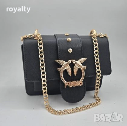 Pinko Нова Черна Дамска Кожена Чанта Пинко 