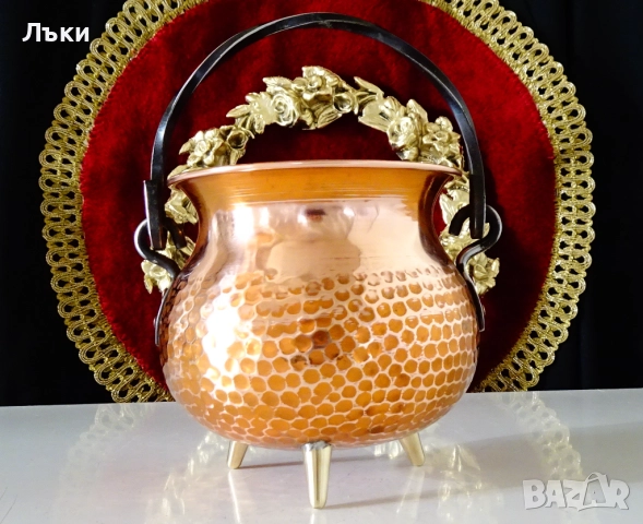 Медно менче,котле,чиста червена мед. , снимка 3 - Антикварни и старинни предмети - 52495951