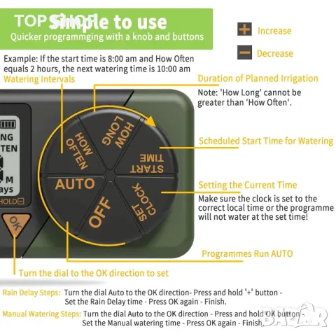 Таймер- програматор за напояване Diivoo WT- 06, снимка 7 - Напояване - 48501227