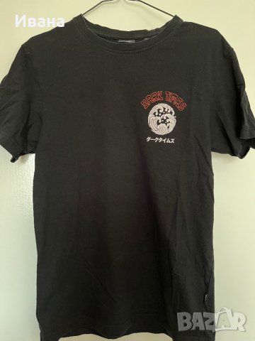 Мъжка черна тениска с японски принт Cropp, снимка 1 - Тениски - 42838934