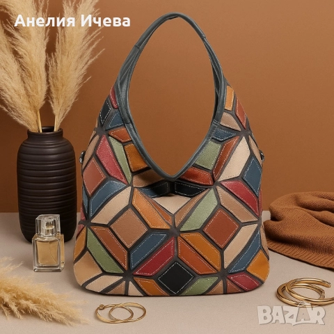 Дамска чанта -пачуърк дизайн , снимка 6 - Чанти - 51607425