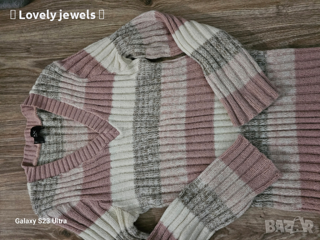 Вълнена рокля в розово, сиво и бяло, снимка 7 - Рокли - 44737698