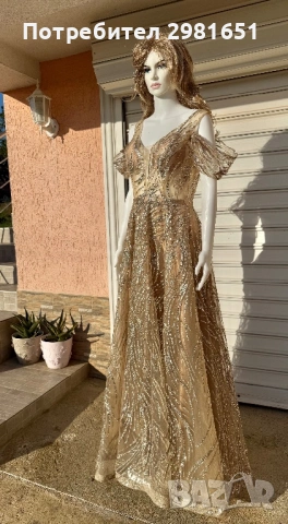 Страхотна златиста рокля, снимка 5 - Рокли - 54264269