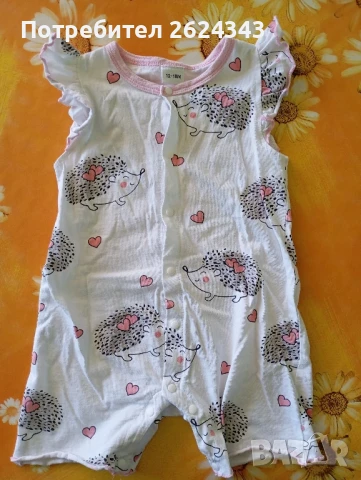 Памучни бебешки гащеризони + рокля, снимка 3 - Бебешки гащеризони - 50774827