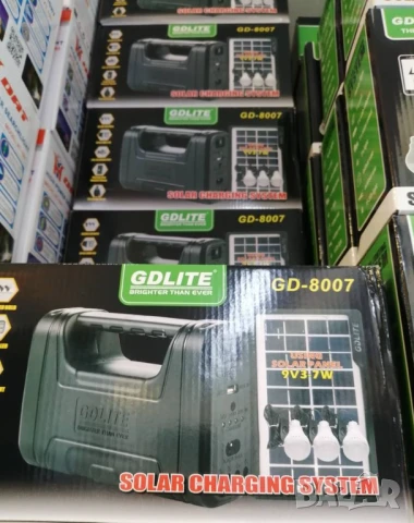 Мобилна соларна система, GD-8007, Соларен панел 3, 7W, Автономия 7-21 часа,Батерия 6V 4Ah,USB кабел, снимка 2 - Къмпинг осветление - 50935034