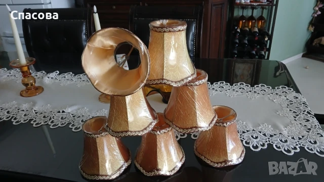 Текстилни, чашки , шапки за абажур, полилей, нощна лампа или лампион. , снимка 2 - Полилеи - 51249497