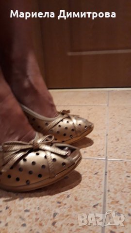 Дамски златисти обувки , снимка 4 - Дамски обувки на ток - 30121207
