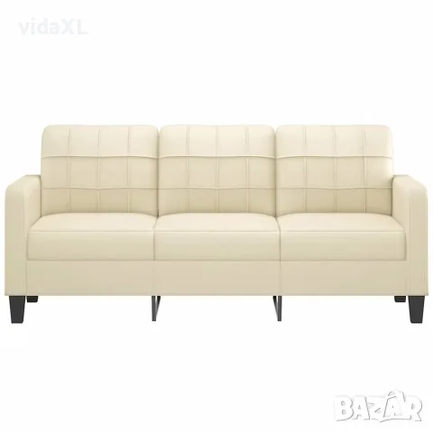 vidaXL 3-местен диван, кремав, 180 см, изкуствена кожа, снимка 3 - Дивани и мека мебел - 56147296