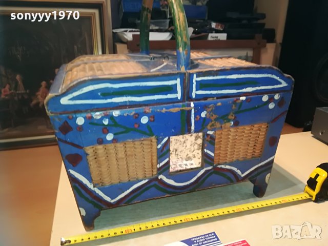 РЕТРО ЧАНТА-ДЪРВО И РАТАН-40Х40Х27СМ