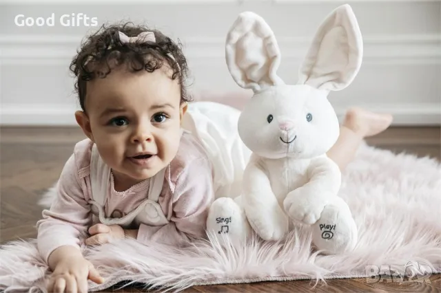 Интерактивно плюшено Зайче с мърдащи уши, музикално Peek A Boo , снимка 6 - Плюшени играчки - 47307845