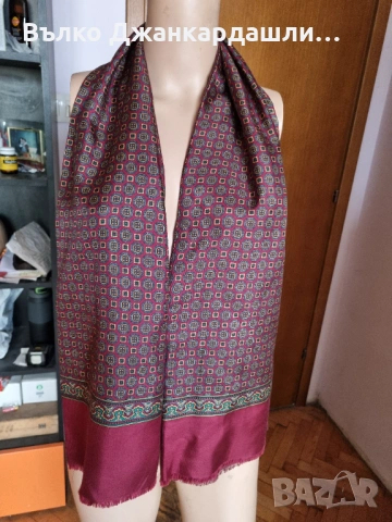 Елегантен мъжки шал коприна и вълна, снимка 3 - Шалове - 53231351