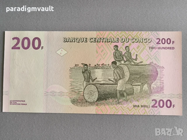 Банкнота - Конго - 200 франка UNC | 2013г., снимка 2 - Нумизматика и бонистика - 51021583