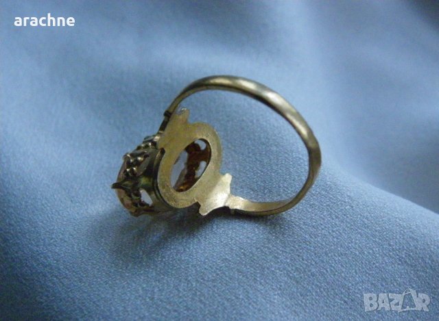 Позлатен сребърен пръстен с морганит, снимка 3 - Пръстени - 23497599