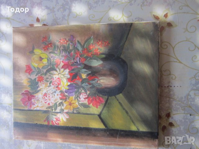 Стара рисувана  картина  масло  върху платно 10, снимка 6 - Картини - 31383207