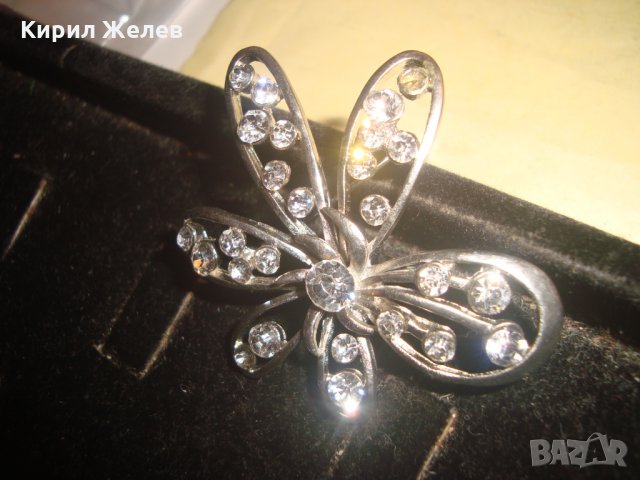 ПОСРЕБРЕНА АРТ НУВО БРОШКА ЦВЕТЕ с ФАСЕТИРАНИ ИСКРЯЩИ ЦИРКОНИ 23770, снимка 4 - Други - 33846790